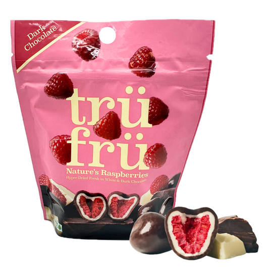 Tru Fru Nature's Raspberries in White and Dark Chocolate - 4.2oz