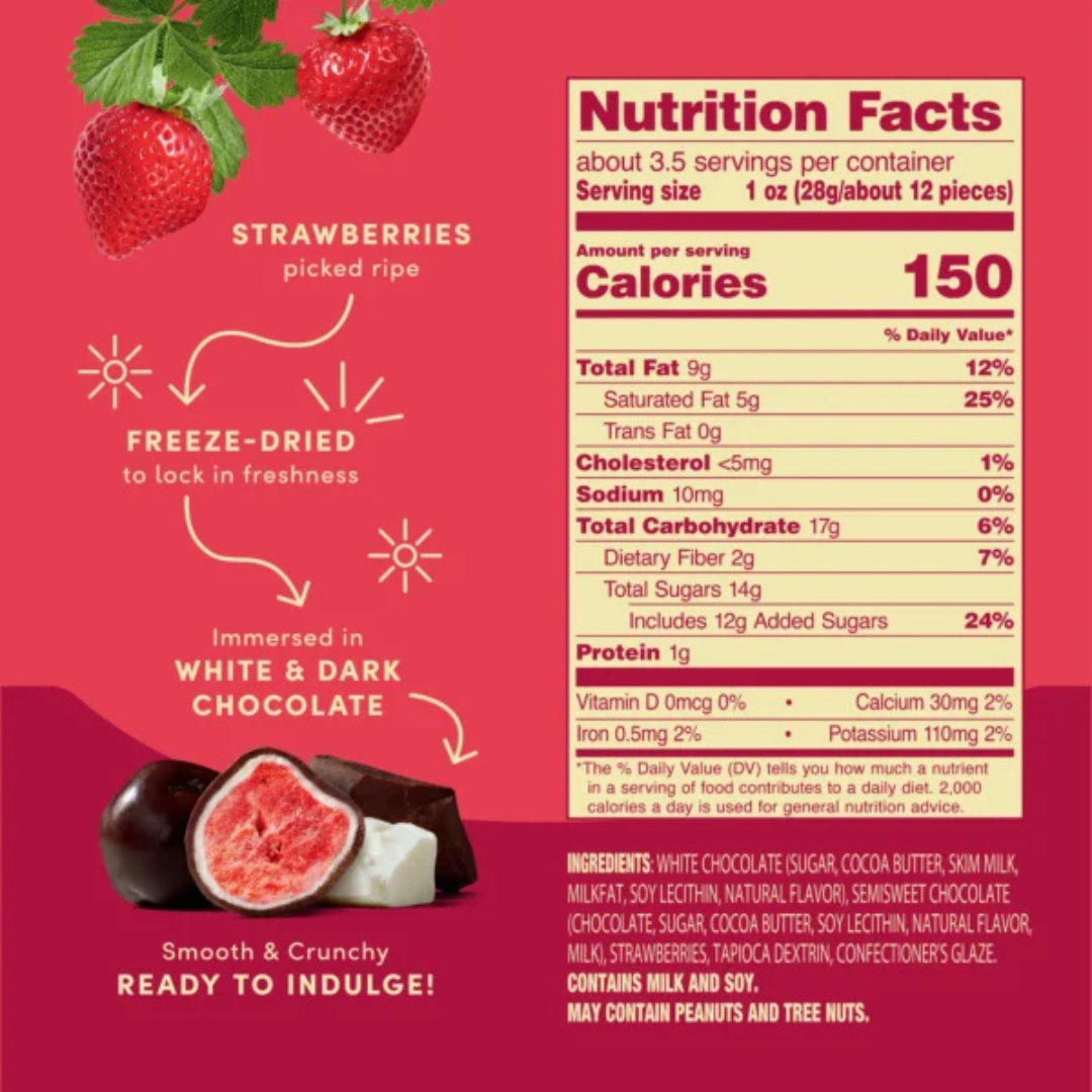 Tru Fru Freeze-Dried Fresh Strawberries with White & Dark Chocolate - 3.4oz