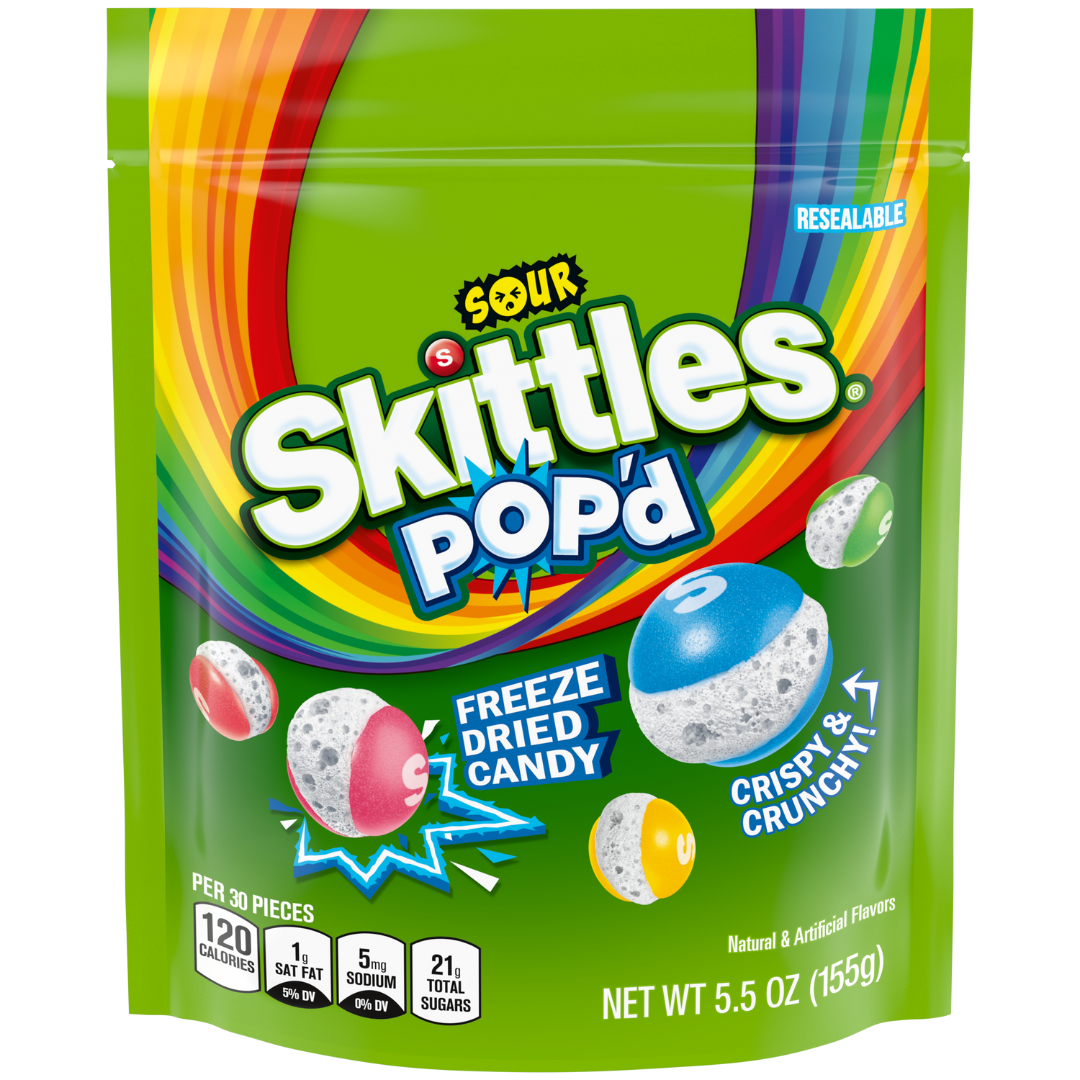 Skittles Sour Pop'd Freeze Dried Candy - 5.5oz