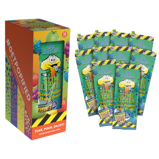 BobaVida Blue Raspberry Slime Licker Sour Popping Boba Pearls - 3oz / 10ct