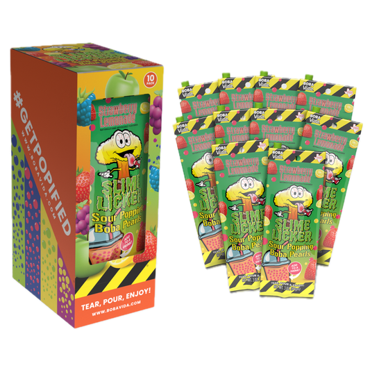 BobaVida Strawberry Lemonade Slime Licker Sour Popping Boba Pearls - 3oz / 10ct