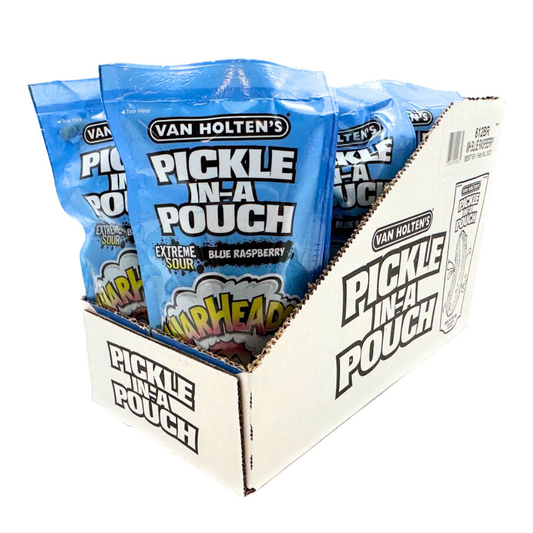 Van Holten's WarHeads Sour Blue Raspebrry Pickle In-A Pouch - 12ct
