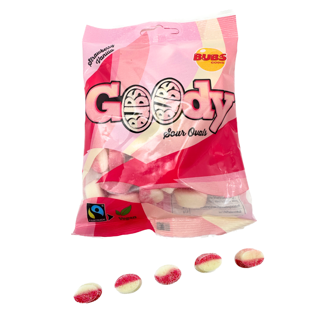 BUBS Goody Strawberry Vanilla Sour Ovals - 90g
