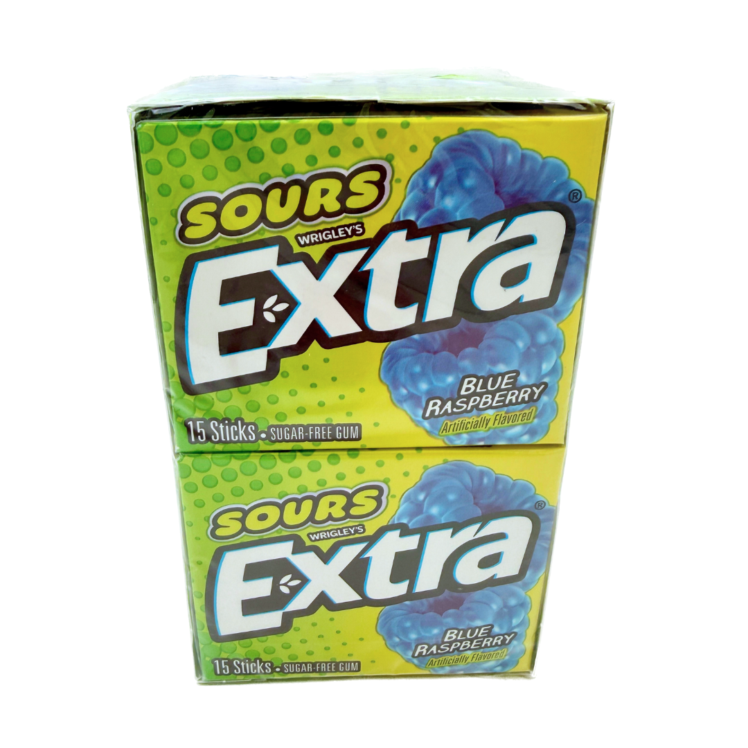 Extra Sugar Free Gum Sour Blue Raspberry - 15pc / 10ct