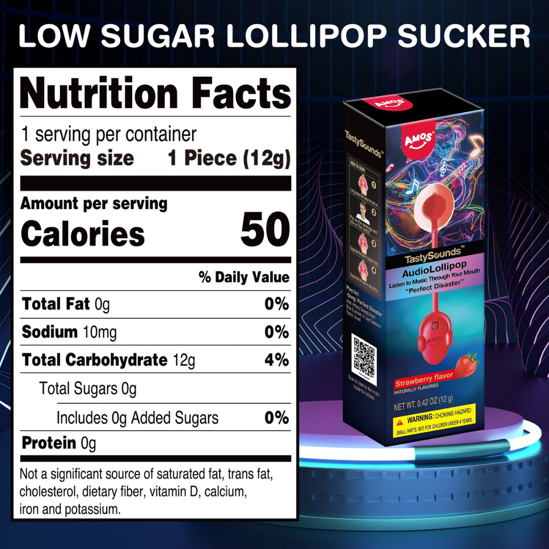 AMOS TastySounds Hip Hop Music Strawberry Lollipop - 0.42oz