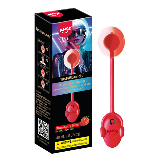 AMOS TastySounds Hip Hop Music Strawberry Lollipop - 0.42oz