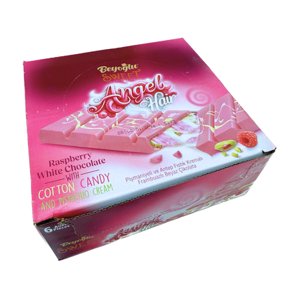 Beyoglu Angel Hair Raspberry White Chocolate Bar - 170g / 6ct