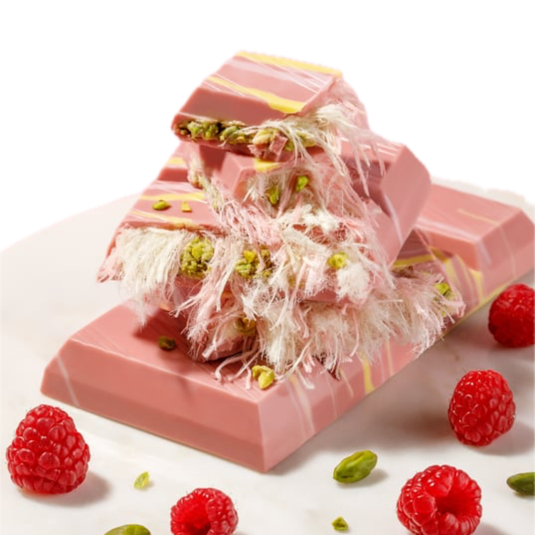 Beyoglu Angel Hair Raspberry White Chocolate Bar - 170g / 6ct