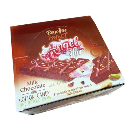 Beyoglu Angel Hair Raspberry Milk Chocolate Bar - 170g / 6ct