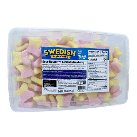 Swedish Style Sour Lemon and Strawberry Gummy Butterflies - 5lb