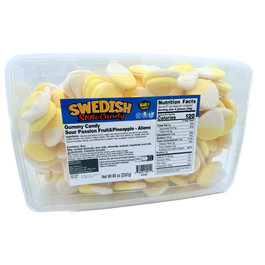 Swedish Style Sour Passion Fruit and Pineapple Gummy Aliens - 5lb