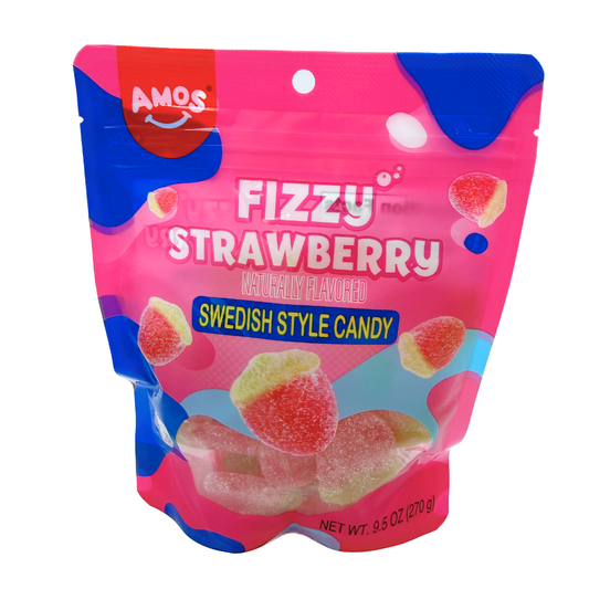 AMOS Fizzy Strawberry Swedish Style Candy - 9.5oz