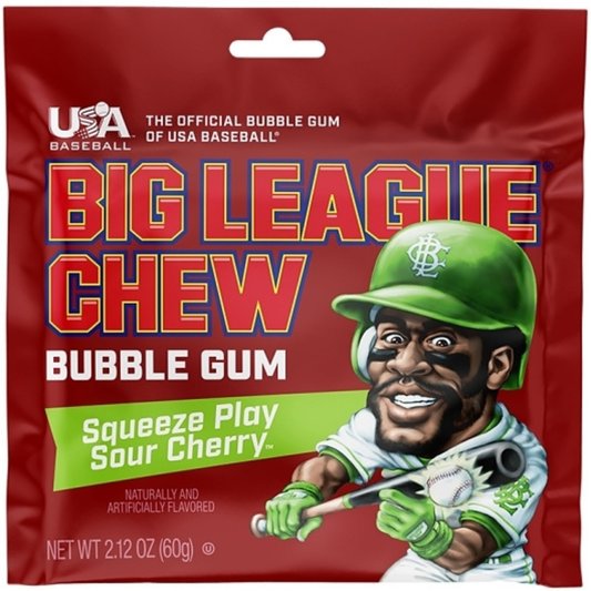 Big League Chew Squeeze Play Sour Cherry Bubble Gum - 2.12oz / 12ct