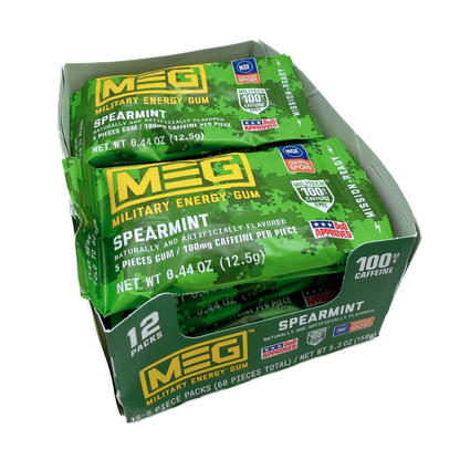 MEG Spearmint Military Energy Gum - 0.44oz / 12ct