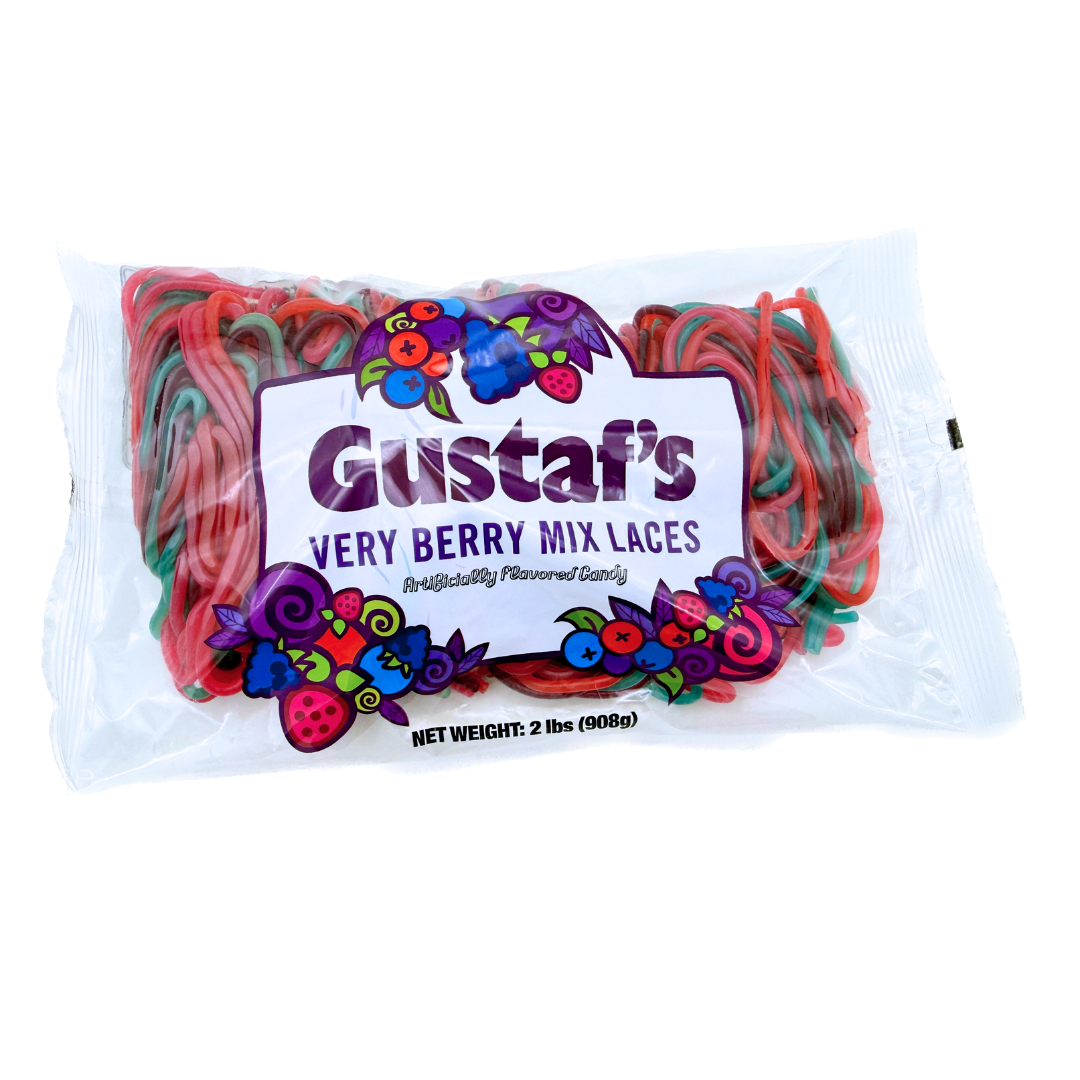 Gustaf's Very Berry Mix Laces Shoestring Licorice - 2lb