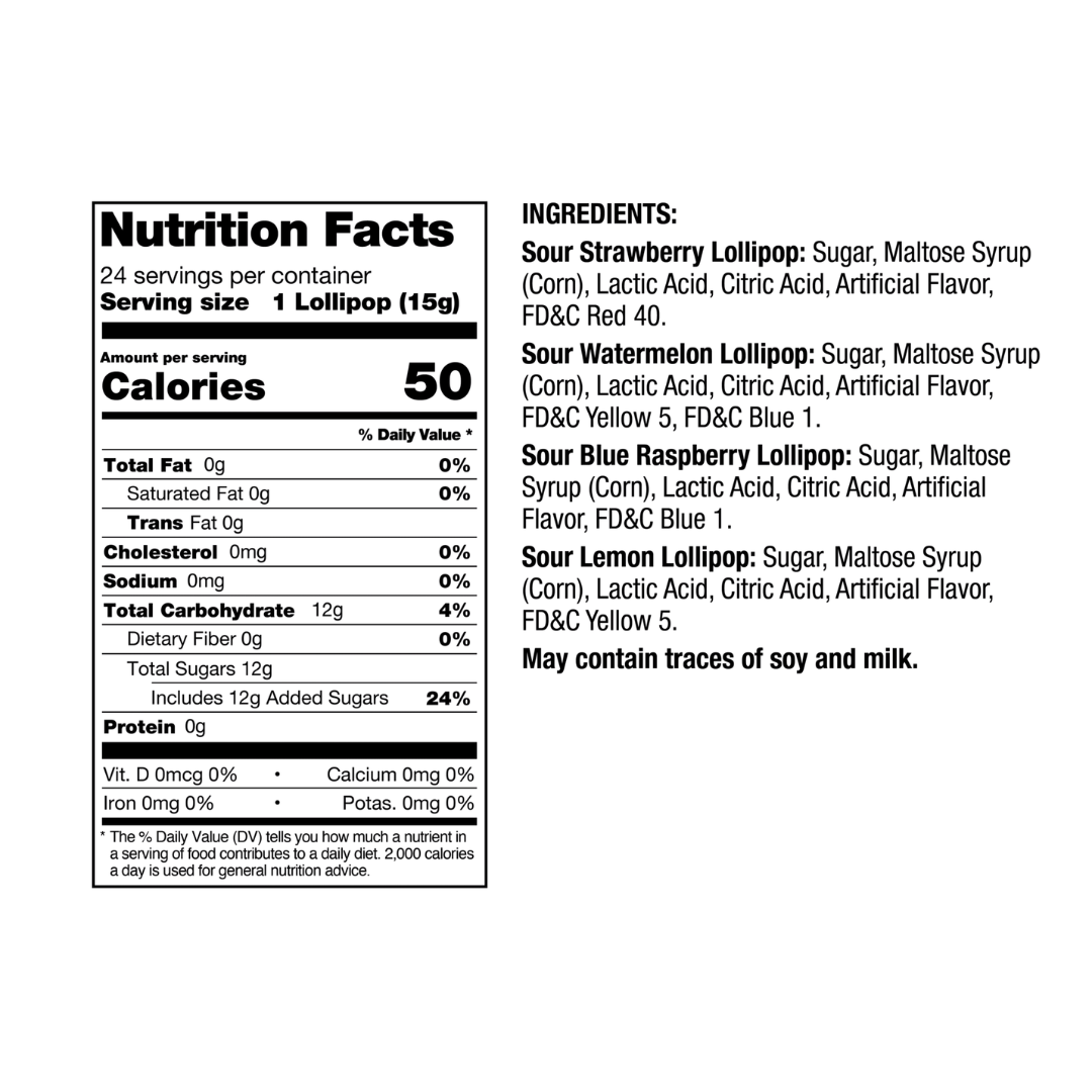 Sour Panda Pops Ring Lollipops - 0.53oz / 24ct