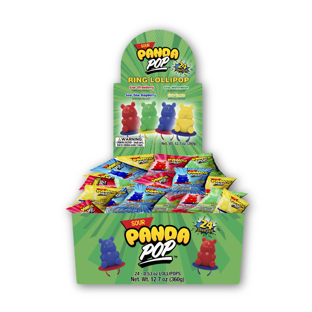 Sour Panda Pops Ring Lollipops - 0.53oz / 24ct