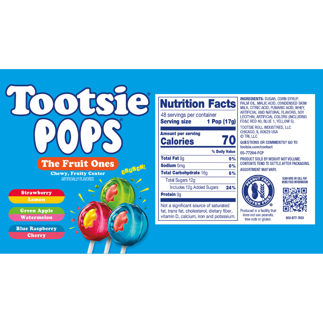 Tootsie Pops The Fruit Ones - 0.6oz / 48ct