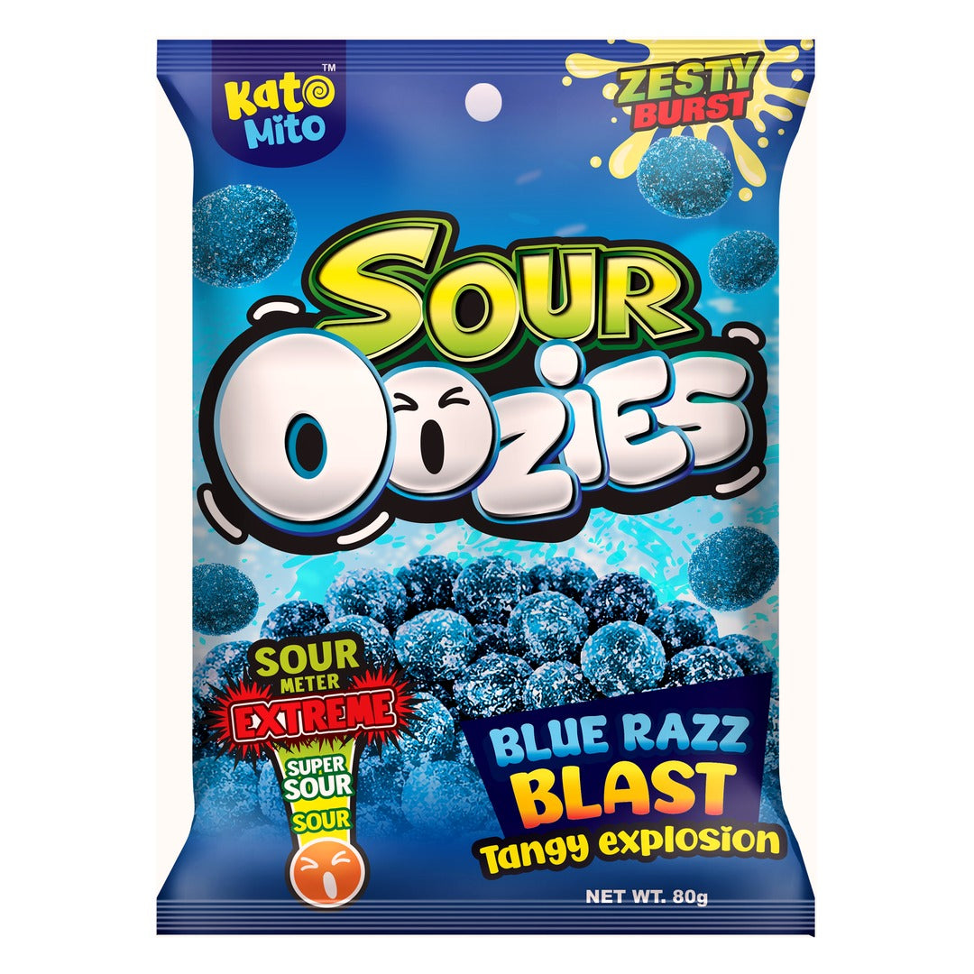 Kato Mito Sour Oozies Blue Razz Blast Gummy Candy - 3oz