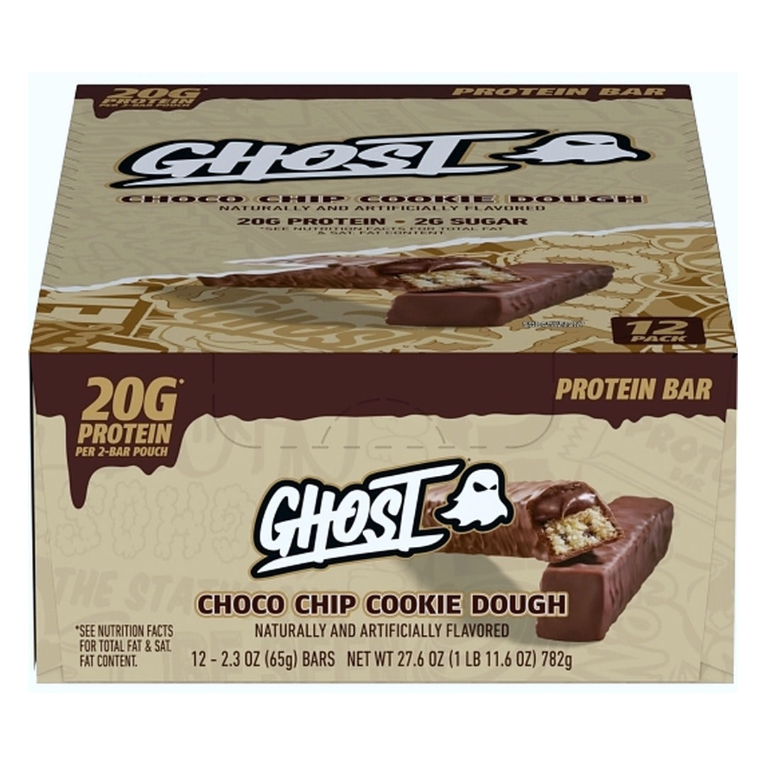 Ghost Choco Chip Cookie Dough Protein Bar - 2.3oz / 12ct
