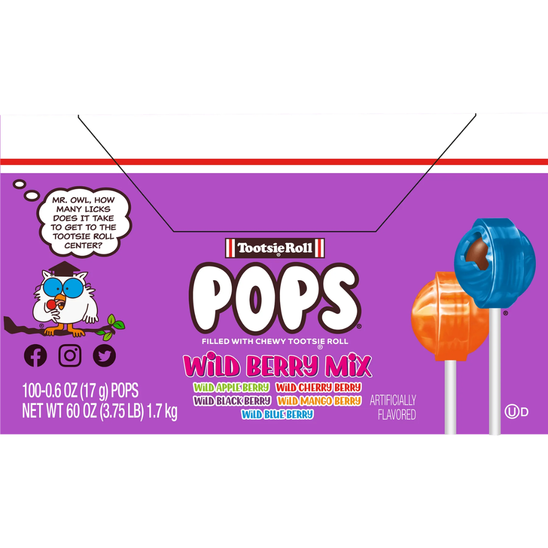 Tootsie Roll Pops Wild Berry Mix - 0.6oz / 100ct