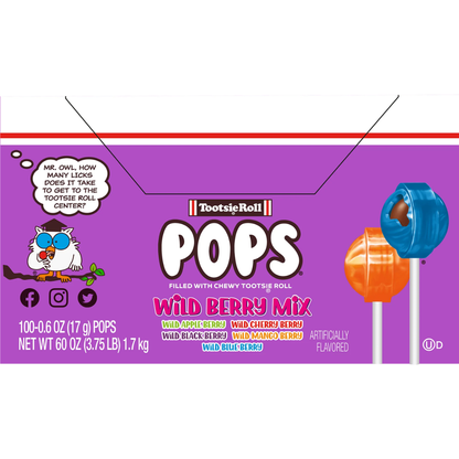 Tootsie Roll Pops Wild Berry Mix - 0.6oz / 100ct