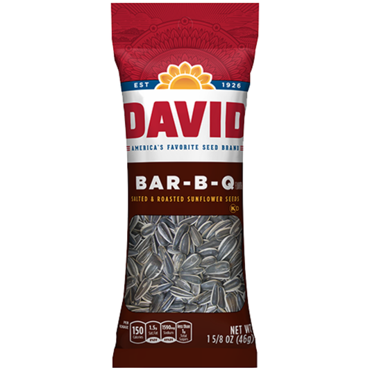 DAVID Bar-B-Q Flavored Salted & Roasted Sunflower Seeds - 12ct