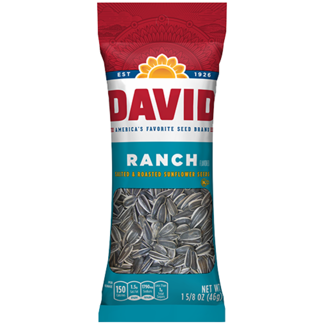 DAVID Ranch Flavored Salted & Roasted Sunflower Seeds - 12ct