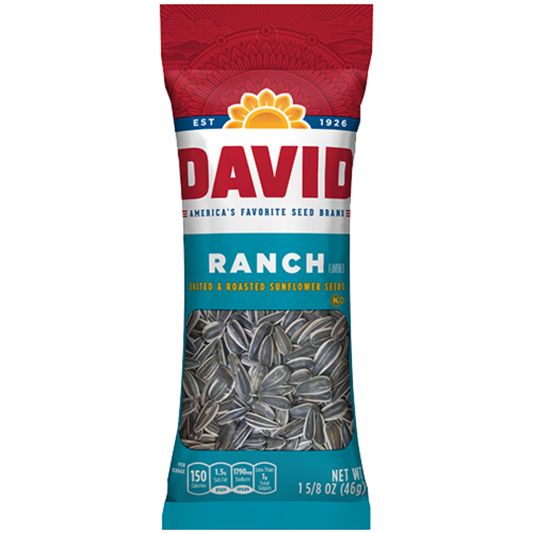 DAVID Ranch Flavored Salted & Roasted Sunflower Seeds - 12ct