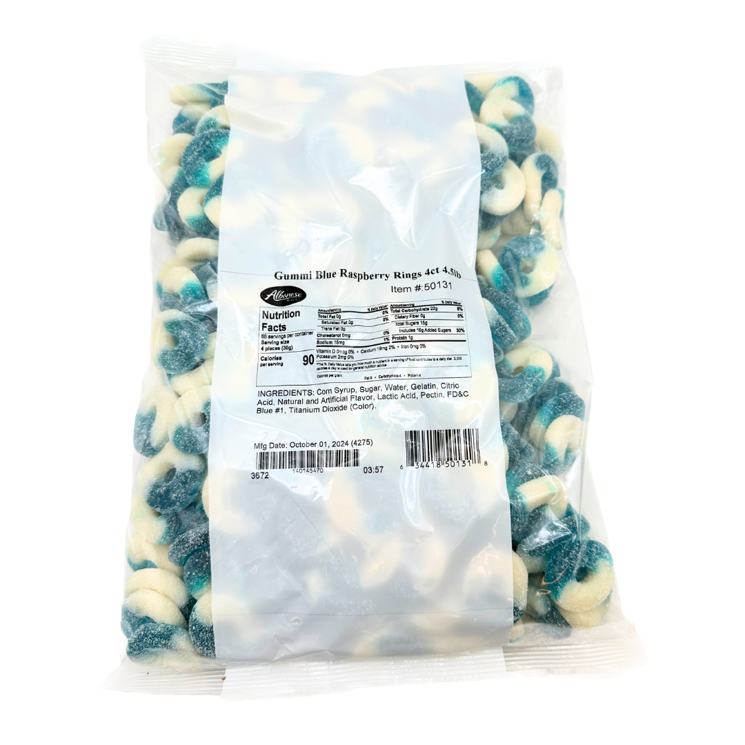Gummi Blue Raspberry Rings - 4.5lb