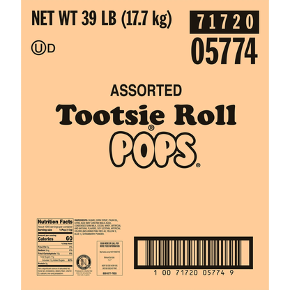 Assorted Tootsie Roll Pops - 39lb / 980ct