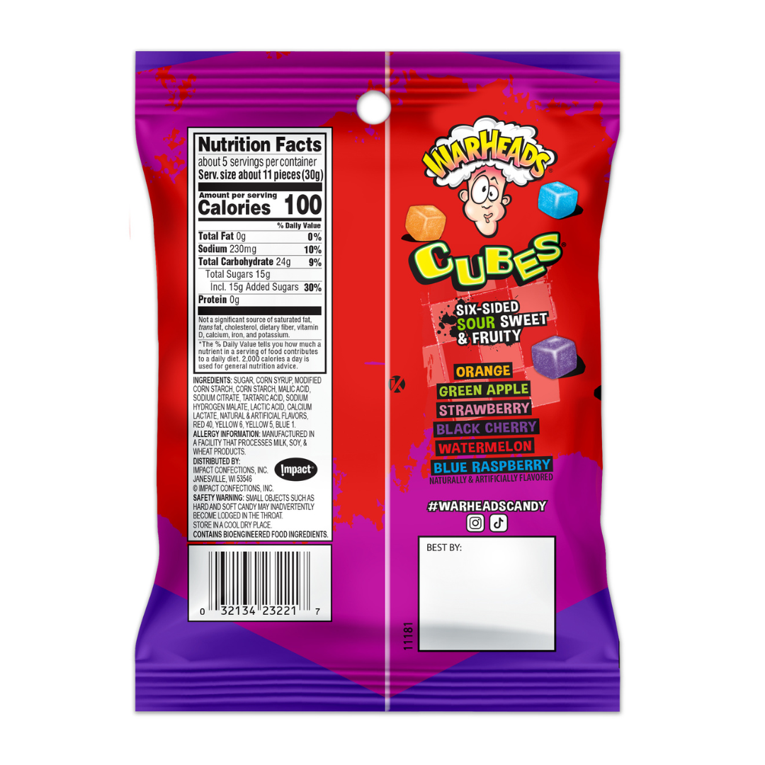Warheads Sour Fruity Cubes - 5oz