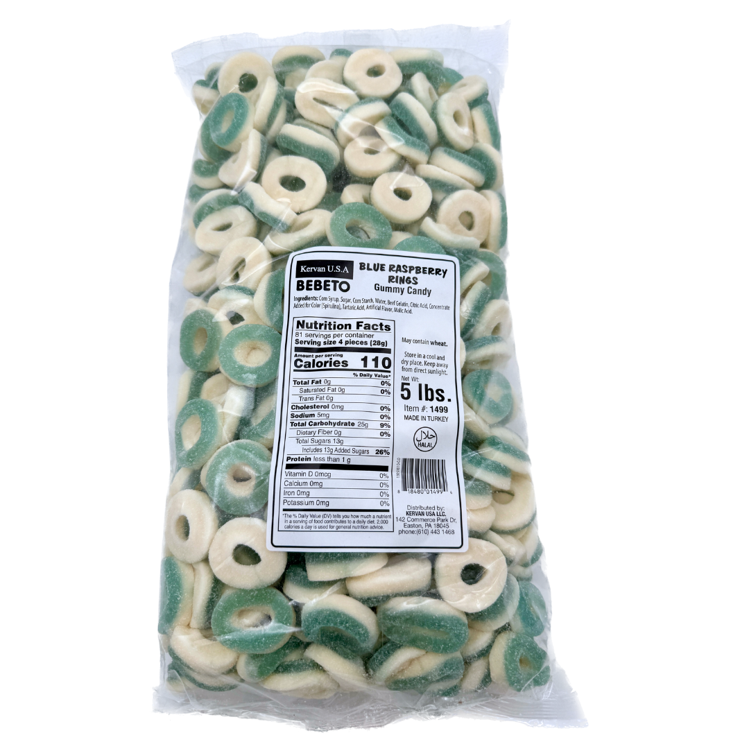 Kervan Blue Raspberry Gummy Rings - 5lb