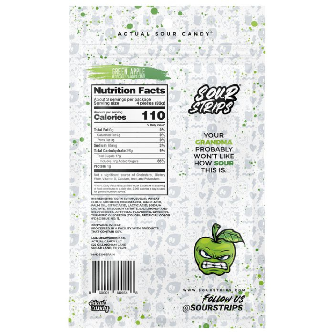 Sour Strips Green Apple - 3.4oz