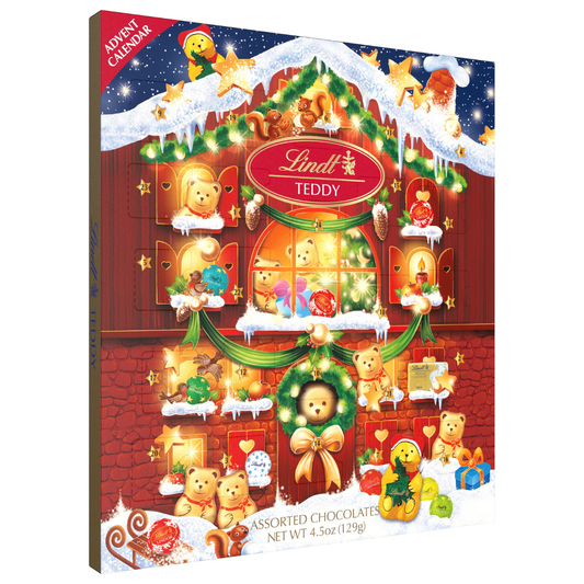 Lindt Holiday Chocolate Teddy Bear Advent Calendar - 4.5oz