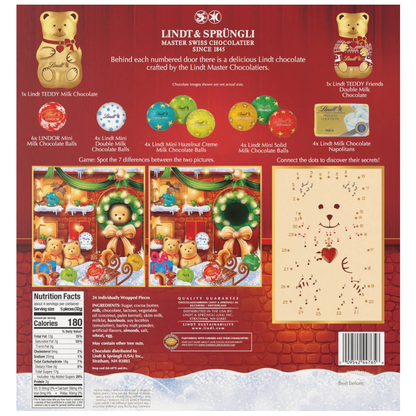 Lindt Holiday Chocolate Teddy Bear Advent Calendar - 4.5oz