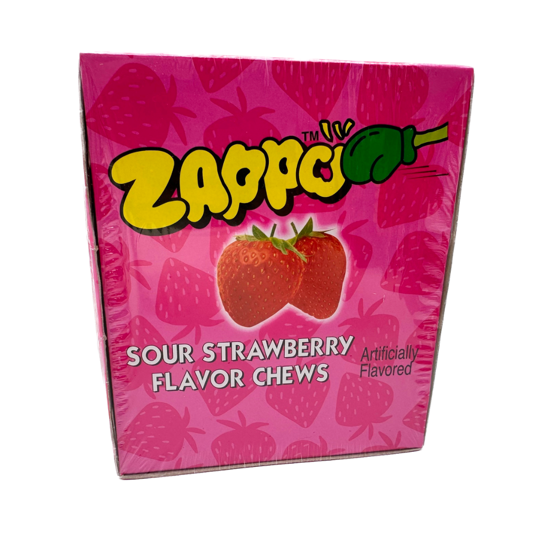 Zappo Blue Raspberry Candy Zappo Sour Strawberry Chews - 30ct – Blair Candy Company