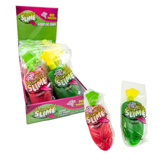 Sour Tongue Slime Liquid Gel Candy - Strawberry / Green Apple - 1.4oz / 24ct