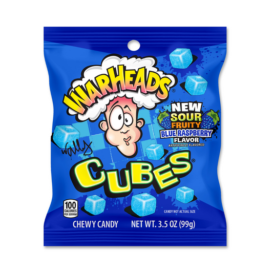 Warheads Sour Blue Raspberry Cubes - 3.5oz