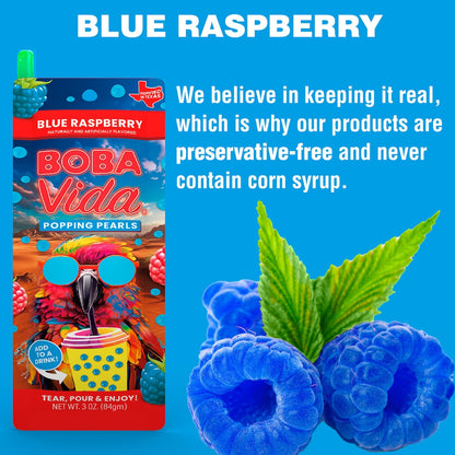 BOBAVIDA Blue Raspberry Popping Boba - 3oz / 10ct