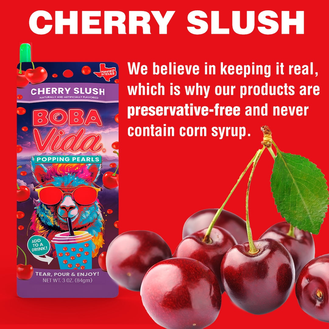 BOBAVIDA Cherry Slush Popping Pearls - 3oz / 12ct