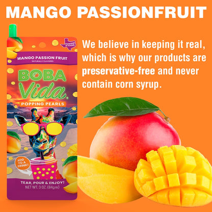 BOBAVIDA Mango Passion Popping Boba - 3oz / 10ct