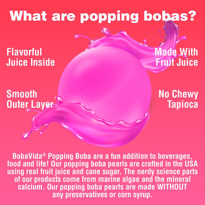 BOBAVIDA Strawberry Popping Boba - 3oz / 10ct