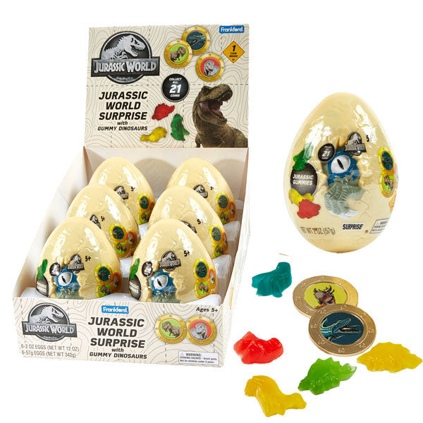 Jurassic World Surprise Collector Coin & Dino Gummies  6 Count