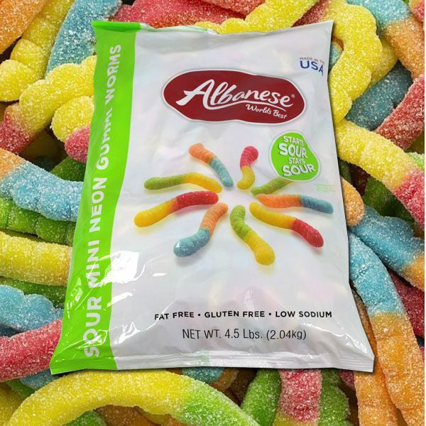 Gummi Mini Sour Neon Worms 4.5lb
