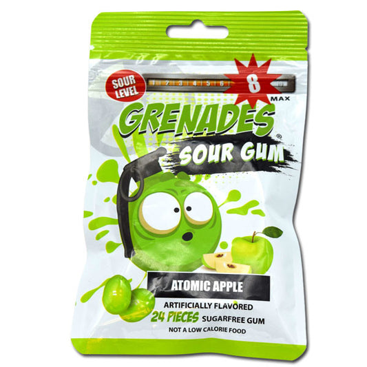 Grenades Atomic Apple Sour Sugar Free Gum