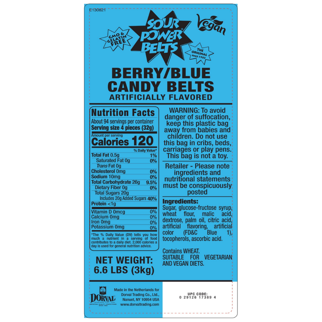 Sour Power Belts Berry Blue - 6.6lb
