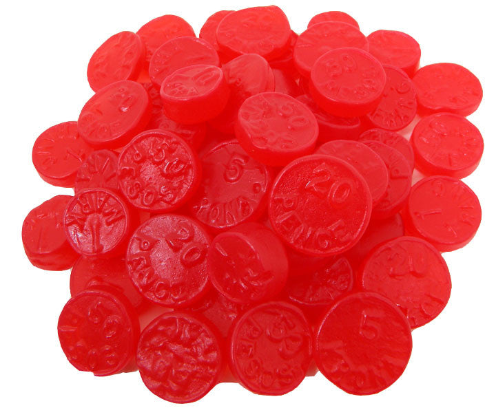 Red Raspberry Dollar Cherry Gummy Ju Ju Coins 7lb Bulk: BlairCandy.com – Blair Candy Company