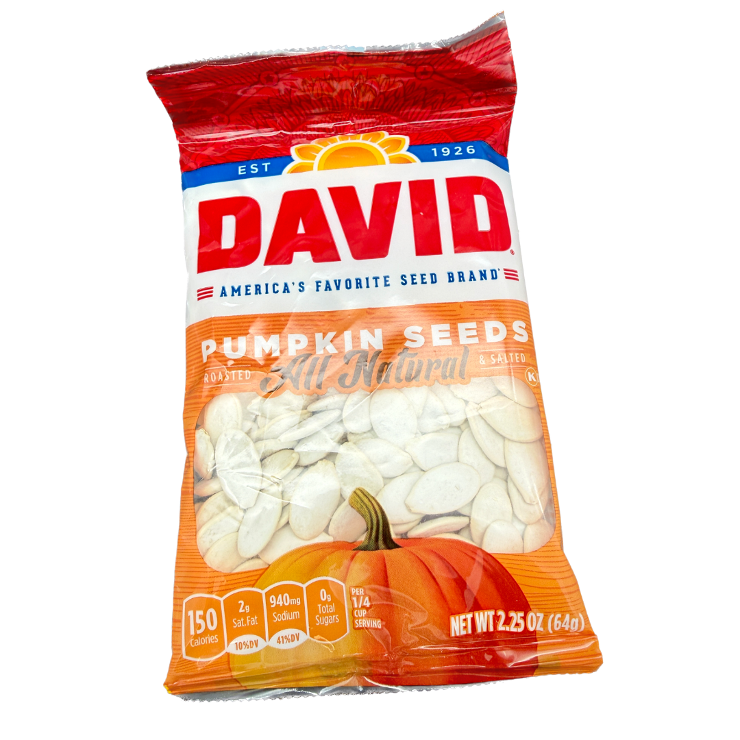 DAVID Roasted & Salted Pumpkin Seeds - 2.25oz / 12ct