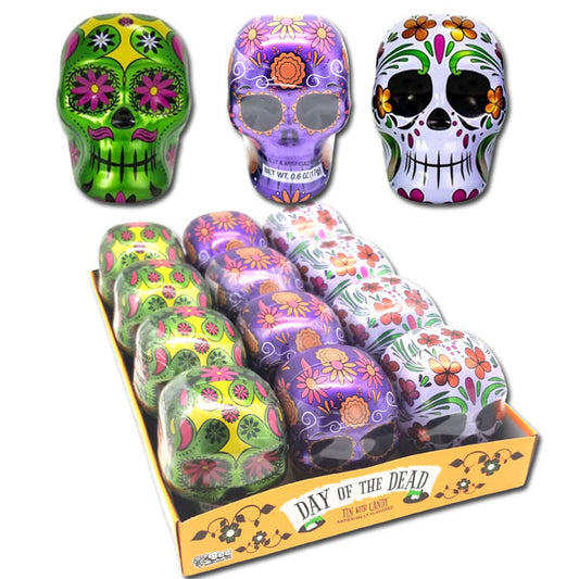 Day of The Dead Skeleton Skull Tins with Candy